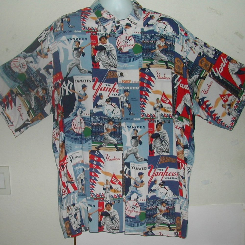 Mens XXL REYN SPOONER~Bronx Bombers-YANKEES Spun Cotton HAWAIIAN Camp Shirt NW0T